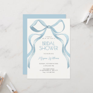 Bow ribbon bridal shower invitation