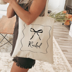Bow Ribbon Elegant Personalized Bridesmaid Tote Bag