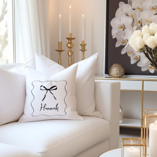 Bow Ribbon Elegant Personalized Throw Pillow