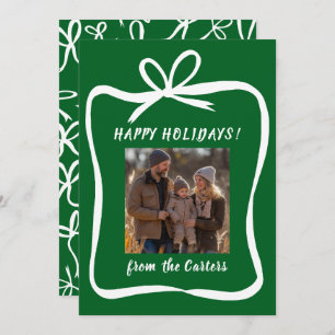 Bow Ribbon Frame Christmas CUSTOM PHOTO Holiday Card