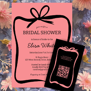 Bow Ribbon Frame Elegant Bridal Shower CUSTOM  Invitation