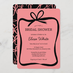 Bow Ribbon Frame Elegant Bridal Shower CUSTOM Invitation