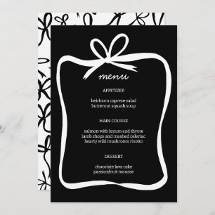 Bow Ribbon Frame Elegant Bridal Shower CUSTOM  Menu