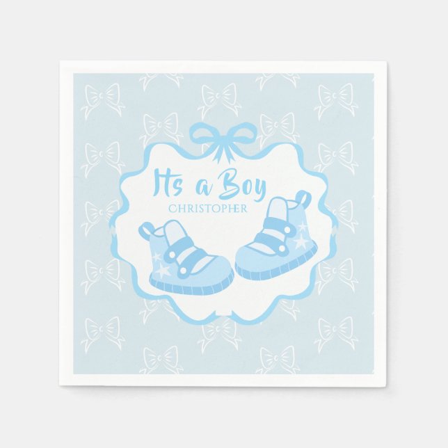 Bow Ribbon Its a  Boy Napkin (Front)