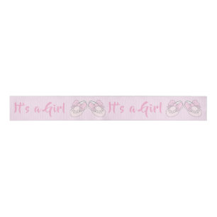 Bow Ribbon Its a Girl Baby Shoe Pink Ribbon Grosgrain Ribbon