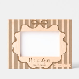 Bow Ribbon Its a Girl Etched Frames