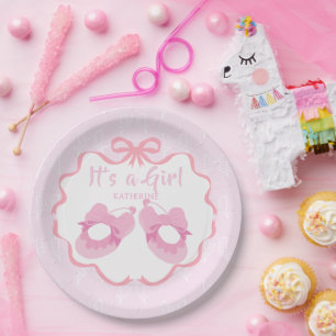Bow Ribbon Its a Girl  Paper Plate