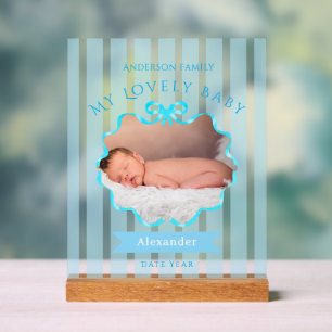 Bow Ribbon New Born Baby Boy  Acrylic Sign