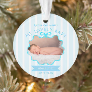 Bow Ribbon New Born Baby Boy Ornament