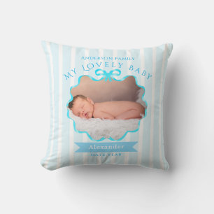Bow Ribbon New Born Baby Boy  Throw Pillow