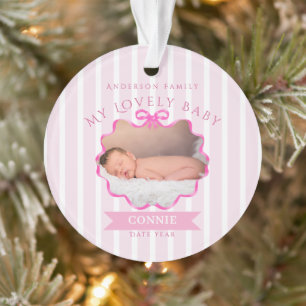 Bow Ribbon New Born Baby Girl Ornament