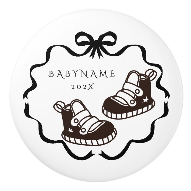 Bow Ribbon Nursery Baby Boy Ceramic Knob (Front)