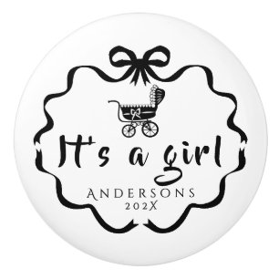 Bow Ribbon Nursery Baby Pram Ceramic Knob