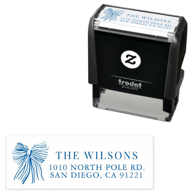 Bow Ribbon Return Address Self-inking Stamp (In Situ)
