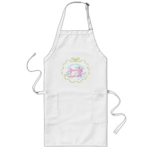 Bow Ribbon Sewing Green White Long Apron