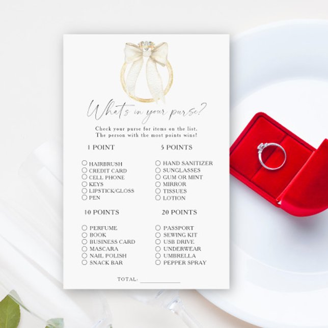 Bow Ring Bridal shower What's in your purse game (Creator Uploaded)