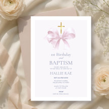 Bow rose 1er anniversaire et invitation au baptême