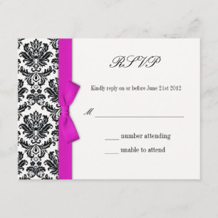 Bow rose avec carte de réponse Mariage damassé RSV