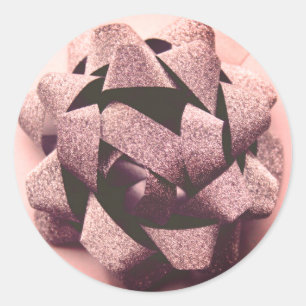 Bow rose gold present party bow classic round sticker