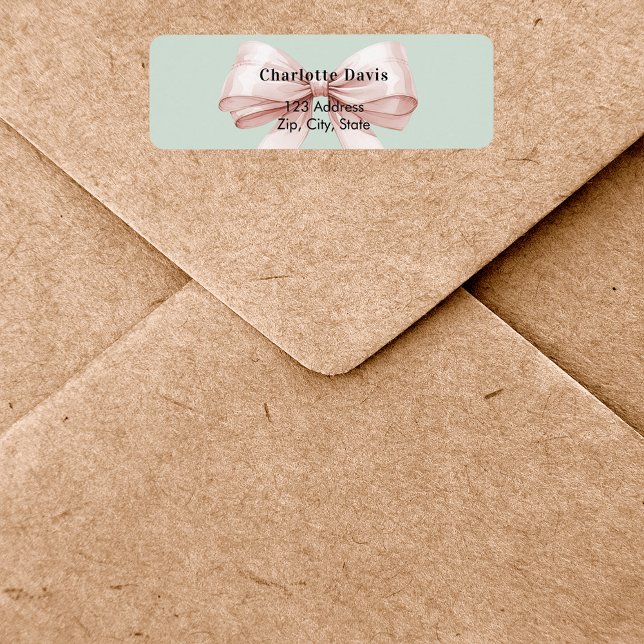 Bow sage green blush pink return address  (Creator Uploaded)