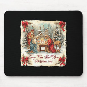 Bow Santa Christmas Nativity Scene Every Knee Shal Mouse Pad