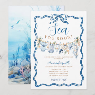 Bow Sea You Soon Baby Shower Boy Nautical Ocean  Invitation