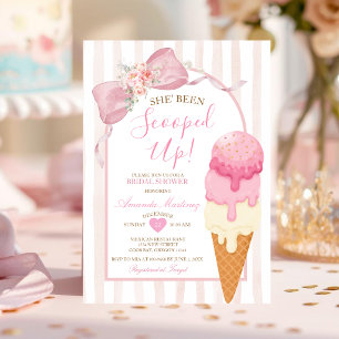 Bow She’s Been Scooped Up Bridal Shower Invitation