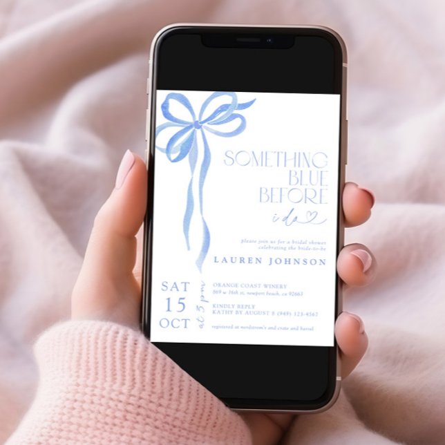 Bow Something Blue Before I Do Bridal Shower Invitation (Creator Uploaded)
