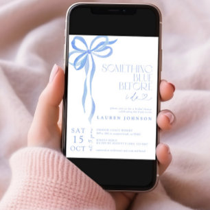 Bow Something Blue Before I Do QR Bridal Shower Invitation