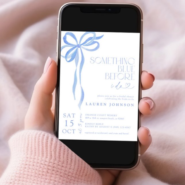 Bow Something Blue Before I Do QR Bridal Shower Invitation (Creator Uploaded)