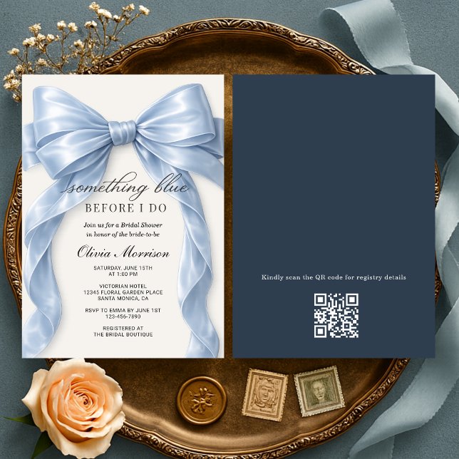 Bow Something Blue Before I Do QR Code Bridal Invitation (Creator Uploaded)