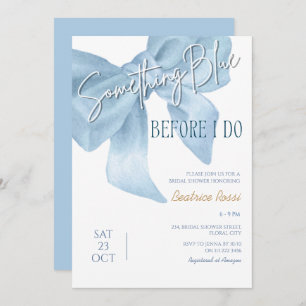 Bow Something Blue Dusty Minimalist Bridal Shower Invitation