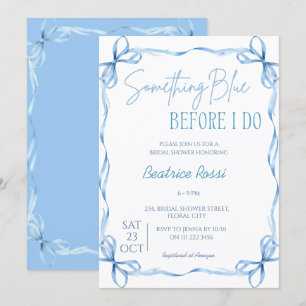 Bow Something Blue Squiggle Bridal Shower Invitation