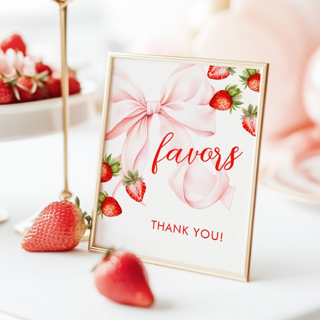 Bow Strawberry Baby Shower Favors Sign (Creator Uploaded)
