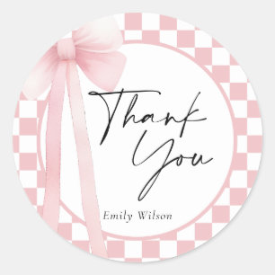 Bow Thank You  Classic Round Sticker