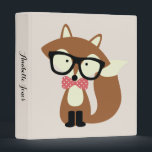 Bow Tie and Glasses Hipster Brown Fox Binder<br><div class="desc">Adorable vector illustration of a cute little brown fox wearing an oversized pair of glasses and red and white polka dot pattern bow tie.</div>