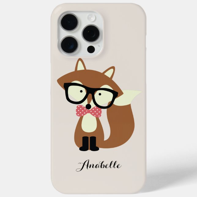 Bow Tie and Glasses Hipster Brown Fox Personalized Case-Mate iPhone Case (Back)