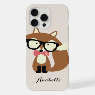 Bow Tie and Glasses Hipster Brown Fox Personalized iPhone 15 Pro Max Case