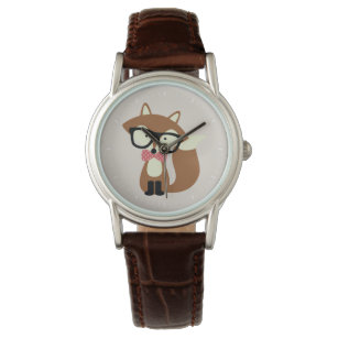 Bow Tie and Glasses Hipster Brown Fox Watch