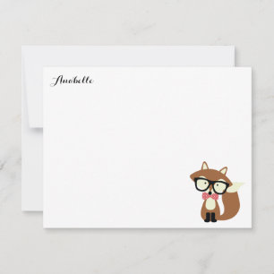 Bow Tie and Glasses Hipster Fox Thank You Notes Invitation