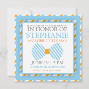 Bow tie baby boy shower invites