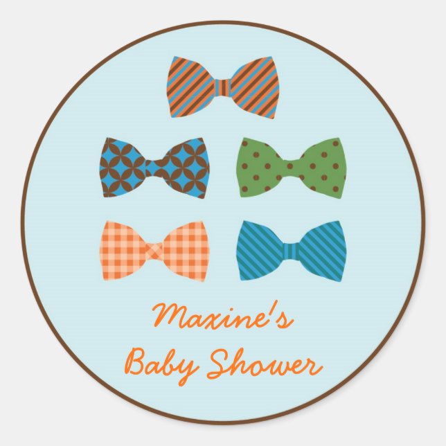 Bow Tie Baby Shower Favour Sticker (Front)
