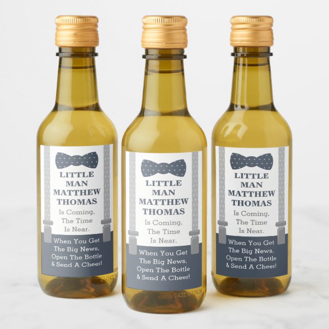 Bow Tie Baby Shower Mini Wine Bottle Labels (Bottles)