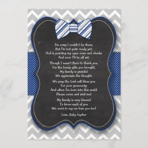 Bow Tie Baby Shower thank you notes with poem