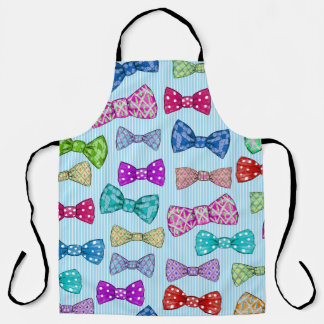 Bow tie, blue stripes, watercolor. apron