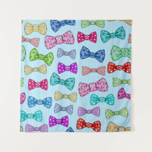 Bow tie, blue stripes, watercolor. tapestry