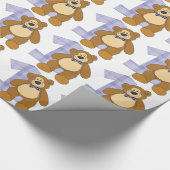 Bow Tie Brown Teddy Bear with Number 1 Wrapping Paper (Corner)