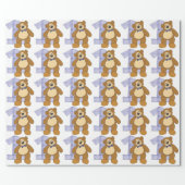 Bow Tie Brown Teddy Bear with Number 1 Wrapping Paper (Flat)