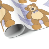 Bow Tie Brown Teddy Bear with Number 1 Wrapping Paper (Roll Corner)