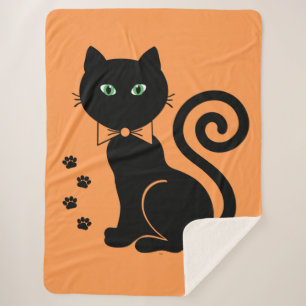 Bow Tie Cat Orange Sherpa Blanket